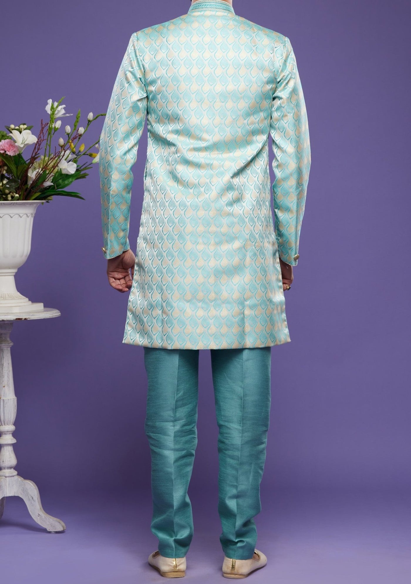 Men's Semi Indo Western Party Wear Sherwani Suit - db23861