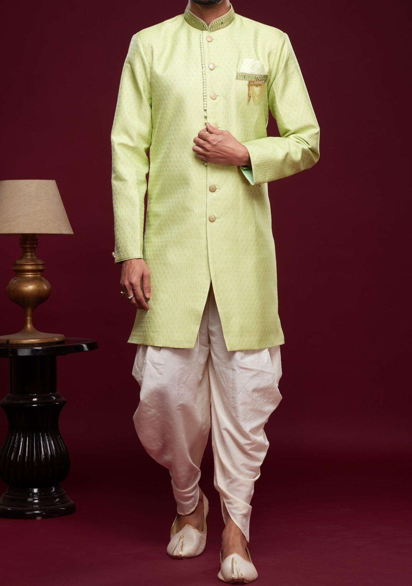 Men's Semi Indo Western Party Wear Sherwani Suit - db23841