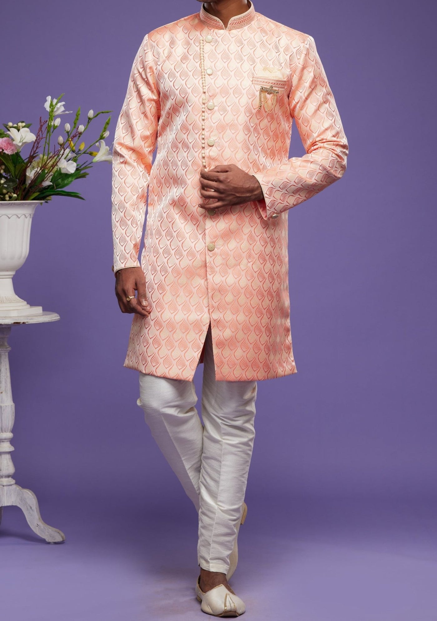 Men's Semi Indo Western Party Wear Sherwani Suit - db23862