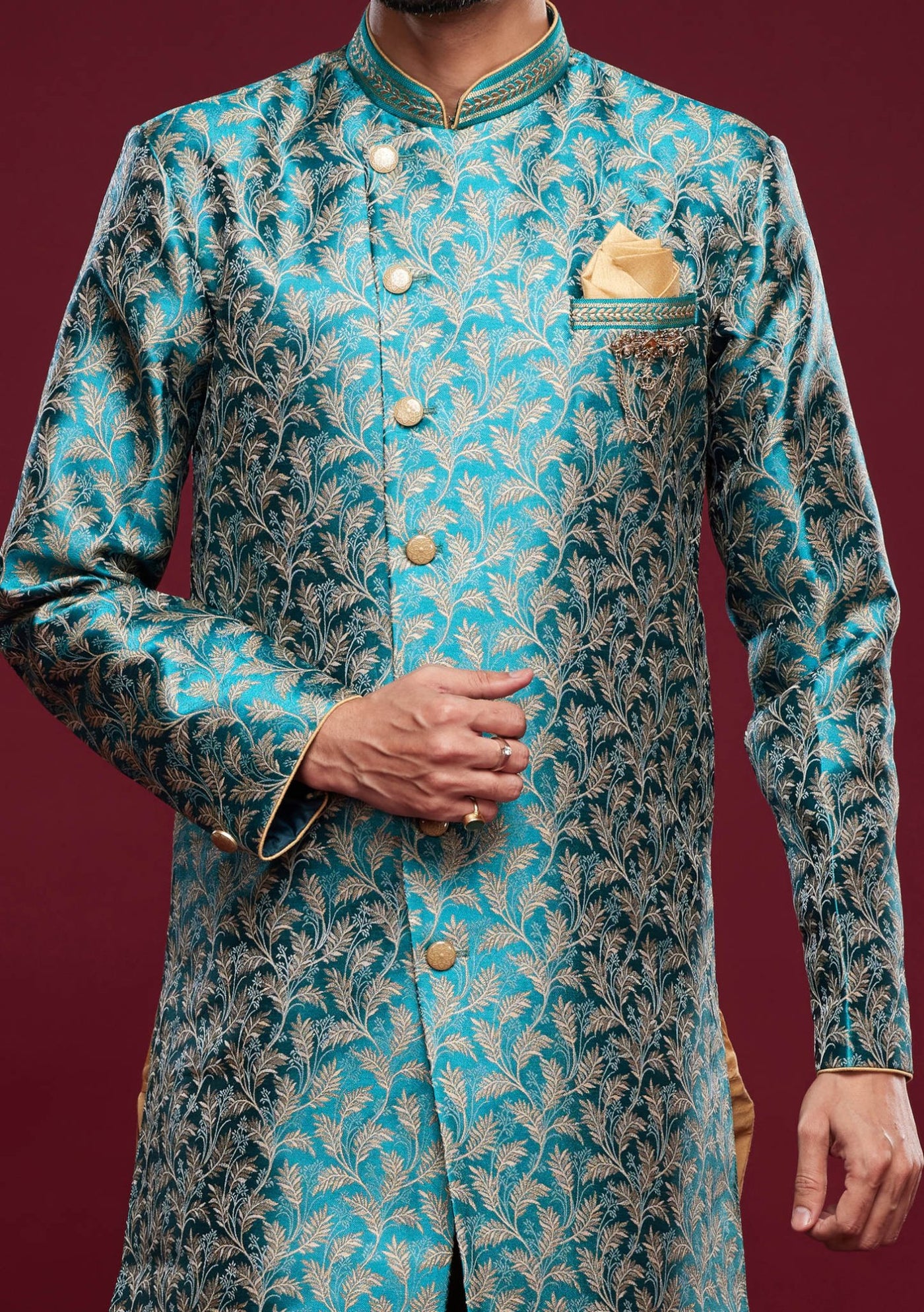 Men's Semi Indo Western Party Wear Sherwani Suit - db23844