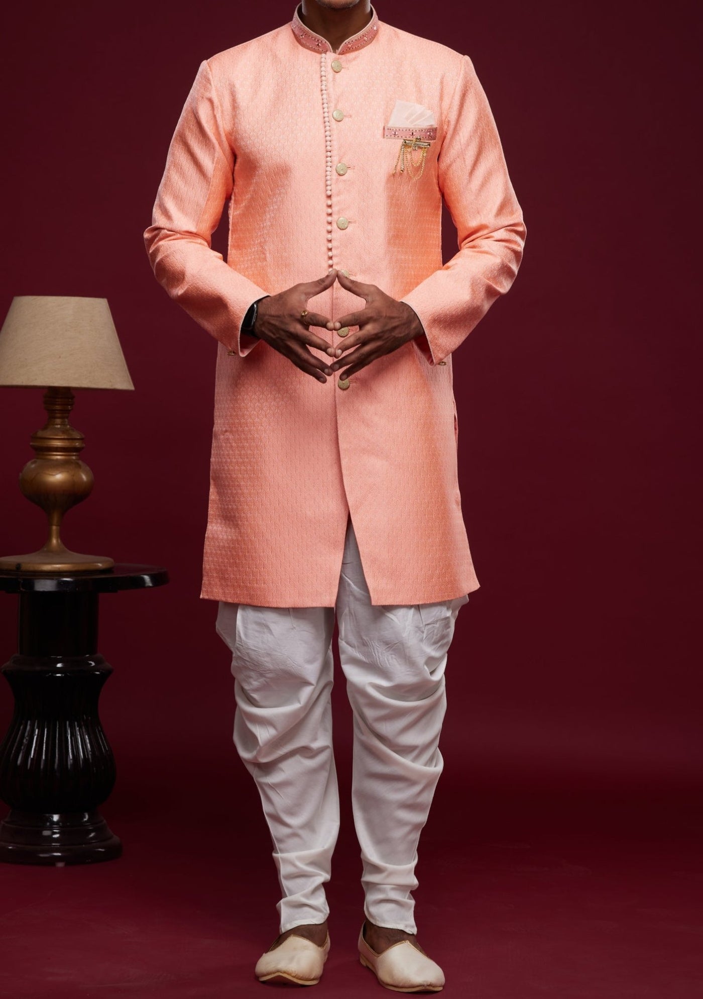 Men's Semi Indo Western Party Wear Sherwani Suit - db23839