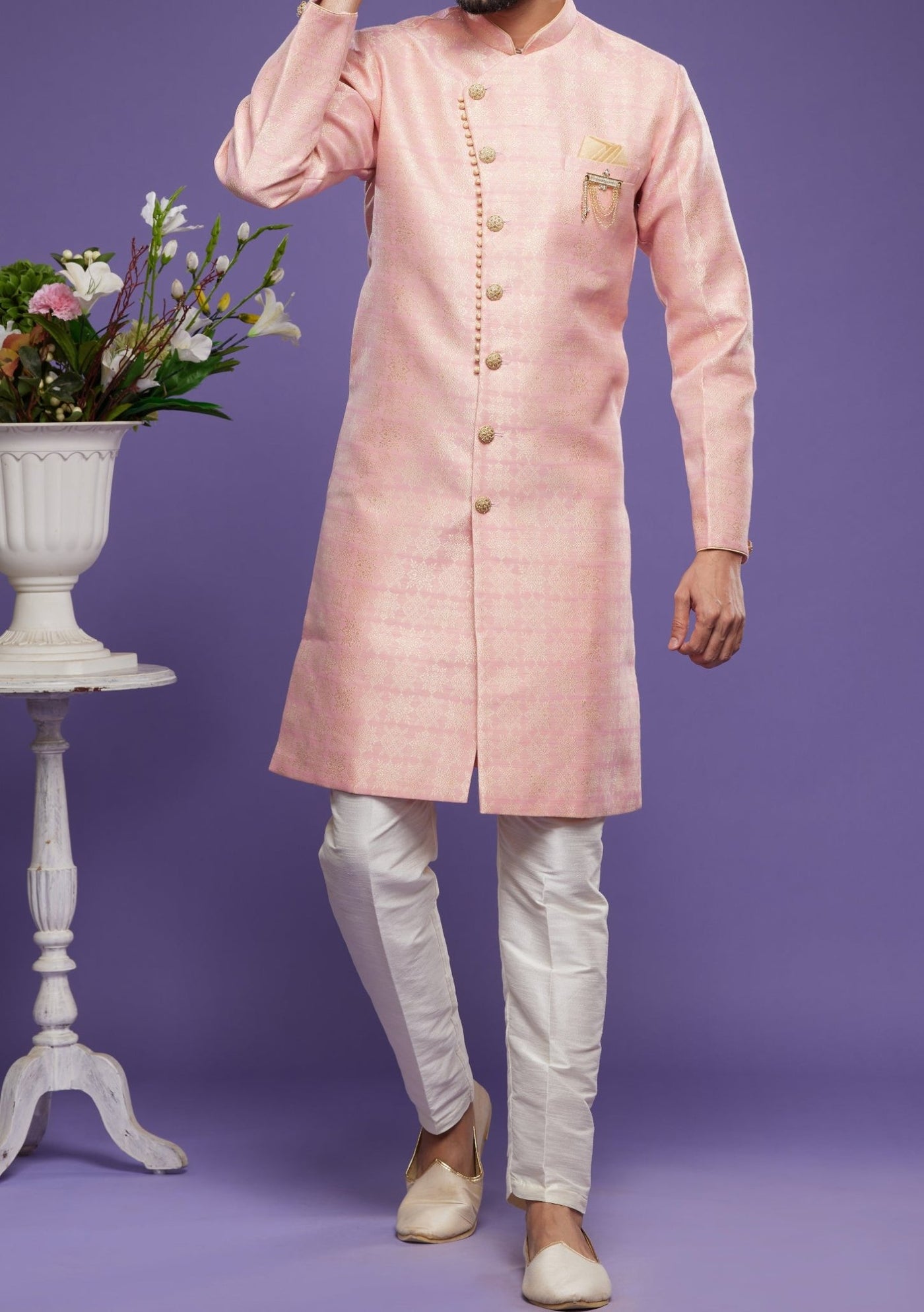 Men's Semi Indo Western Party Wear Sherwani Suit - db23865