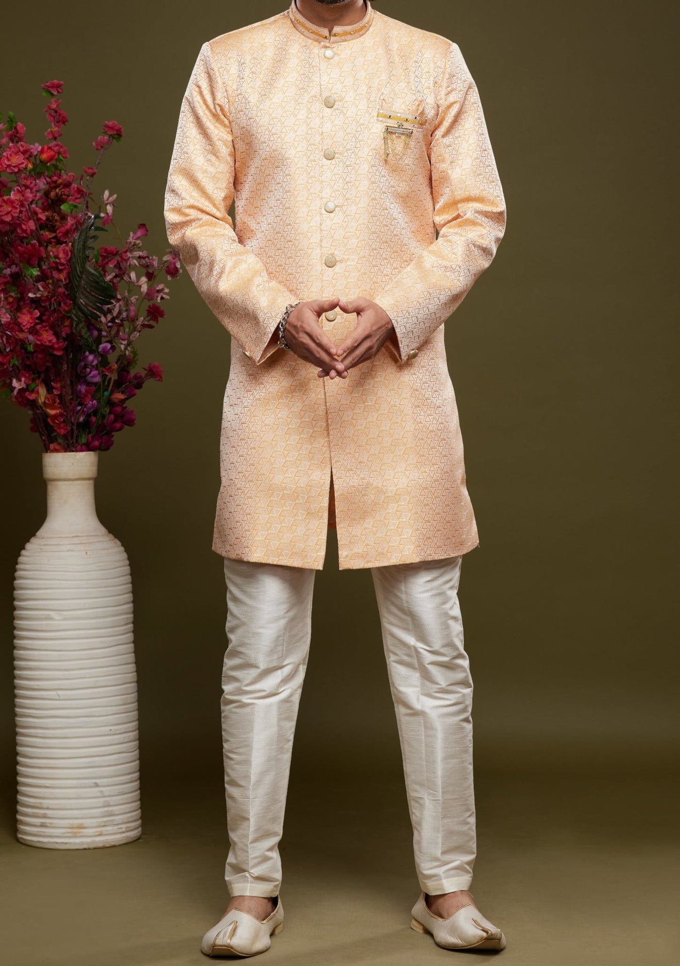 Men's Semi Indo Western Party Wear Sherwani Suit - db23859