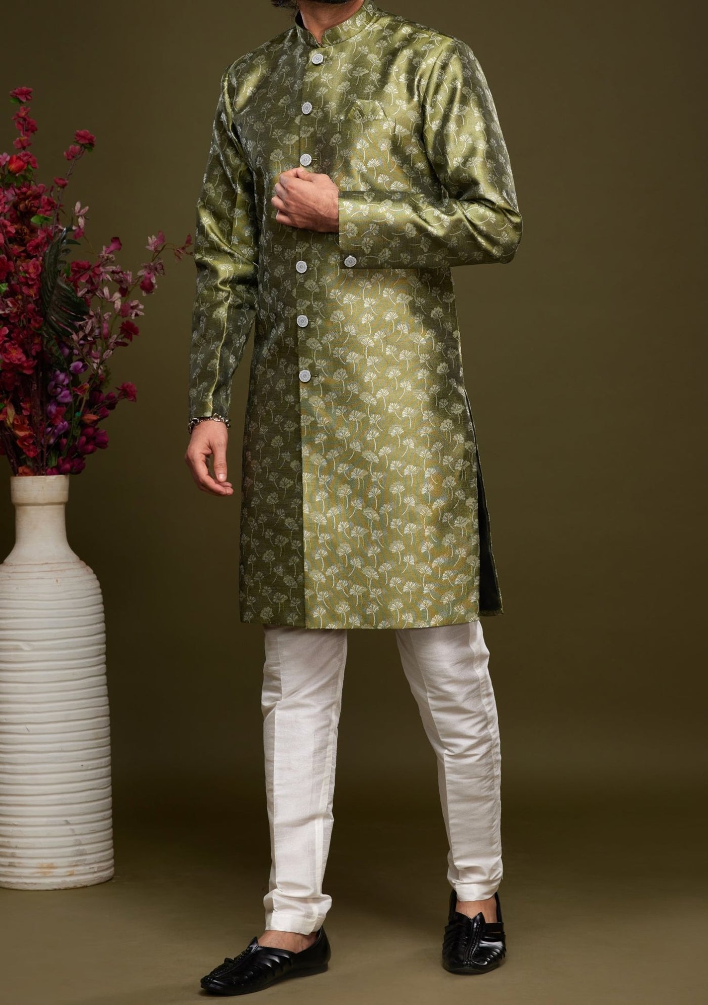 Men's Semi Indo Western Party Wear Sherwani Suit - db23868