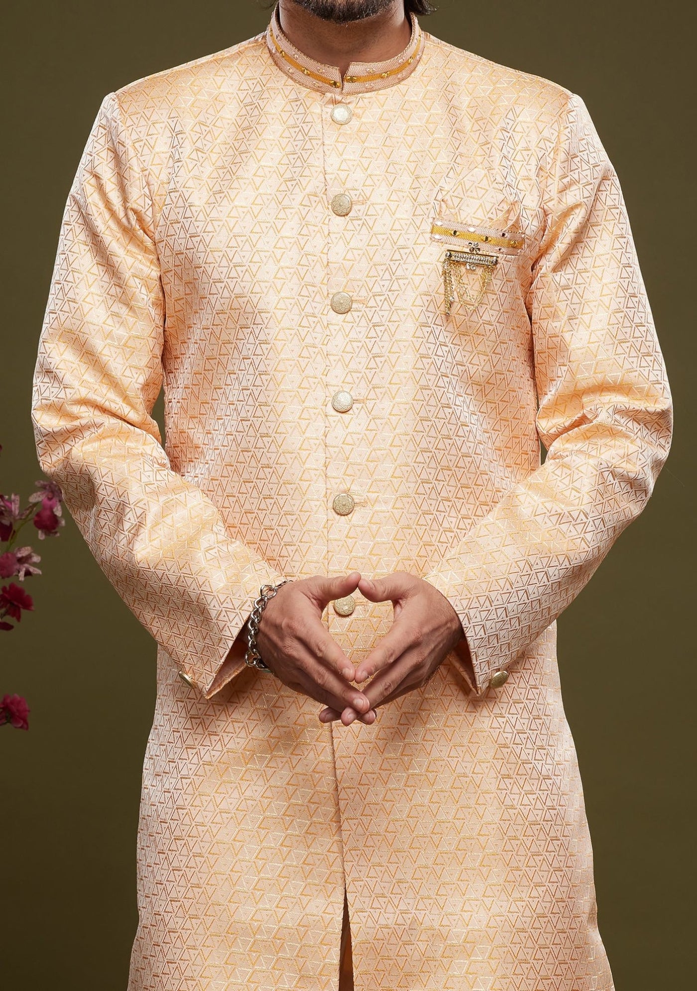 Men's Semi Indo Western Party Wear Sherwani Suit - db23859