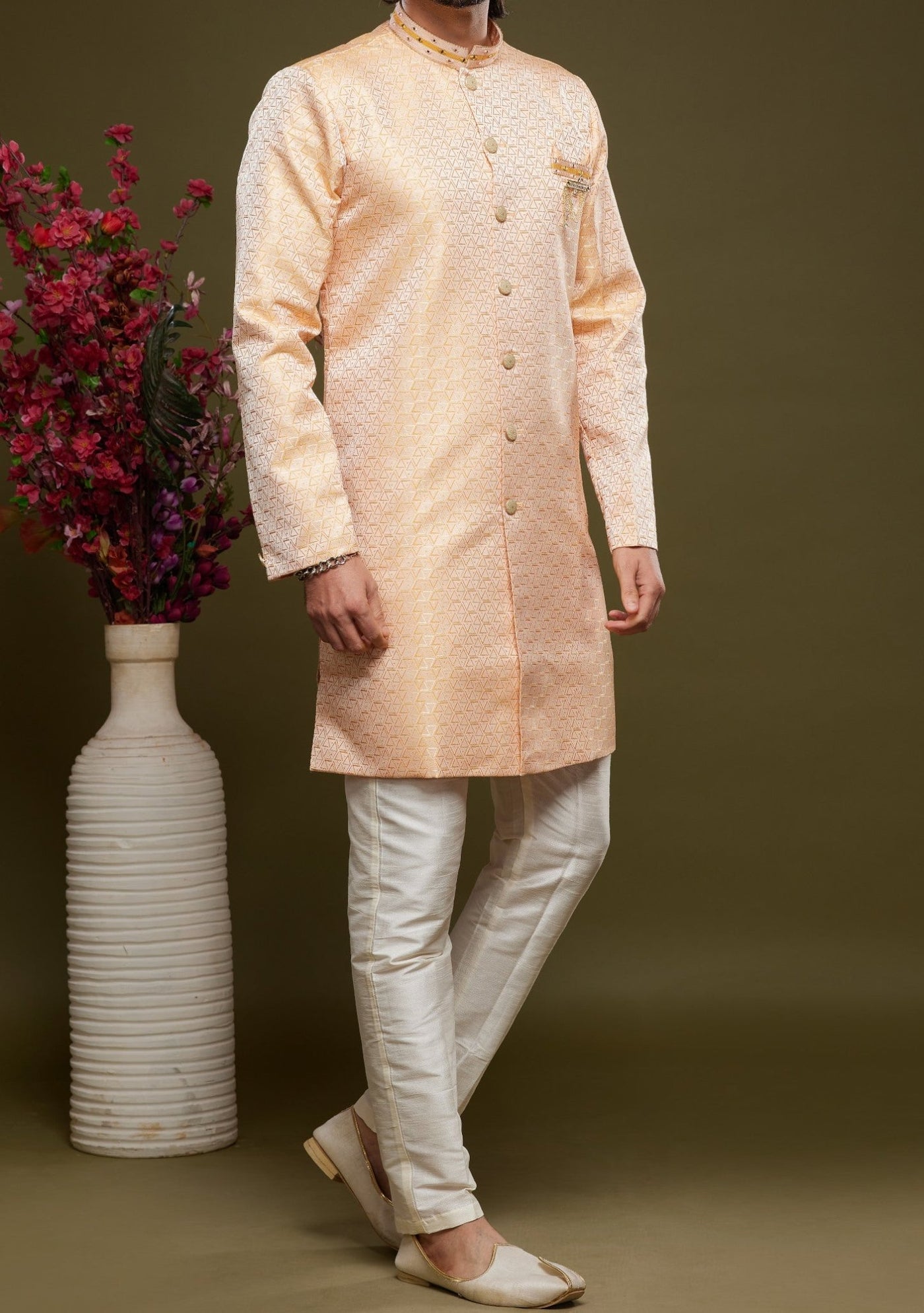 Men's Semi Indo Western Party Wear Sherwani Suit - db23859