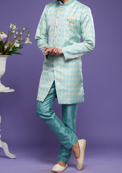 Men's Semi Indo Western Party Wear Sherwani Suit - db23861