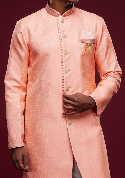 Men's Semi Indo Western Party Wear Sherwani Suit - db23839