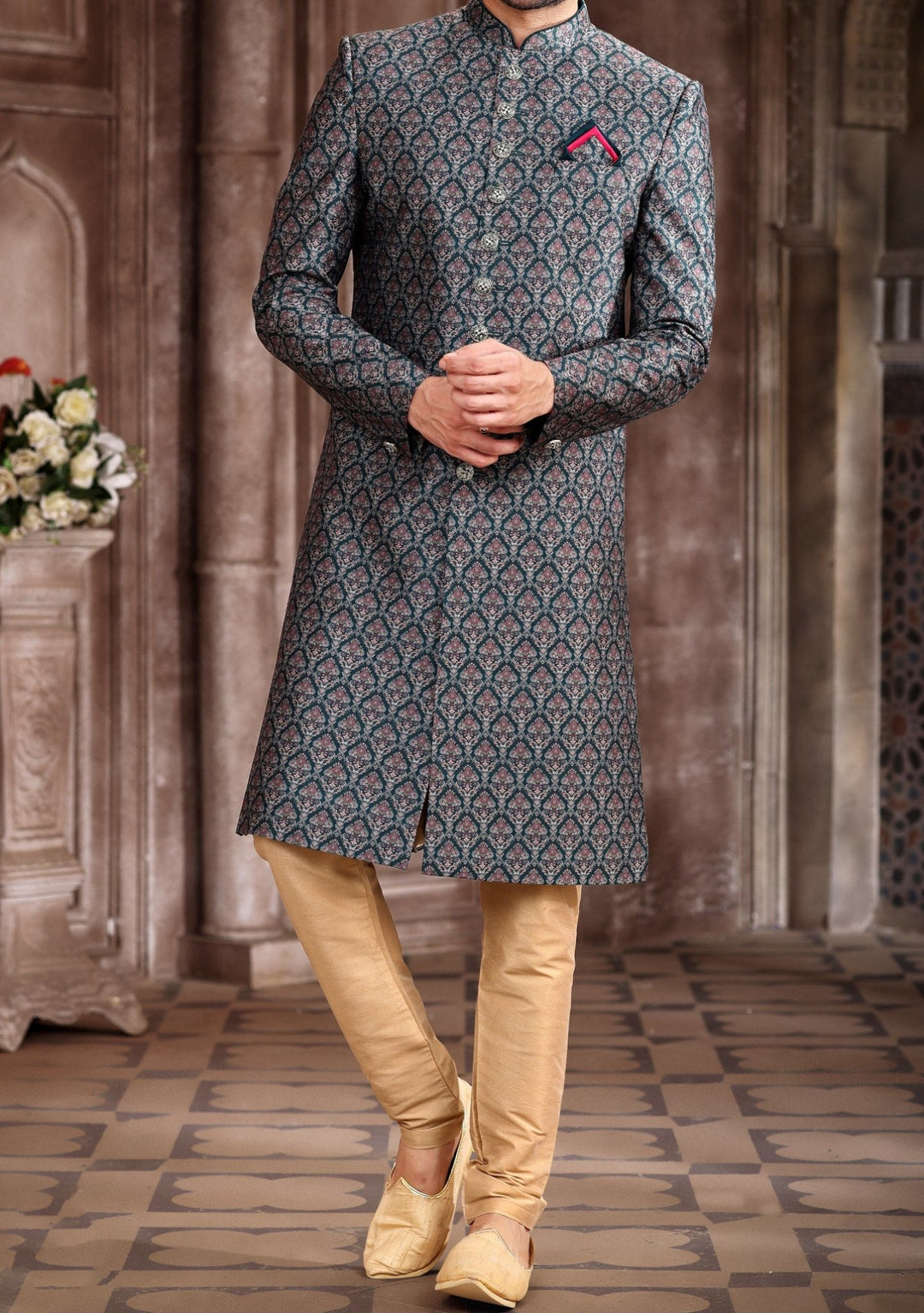 Deshi Besh Men s Indo Western Party Wear Sherwani Suit db20457 44