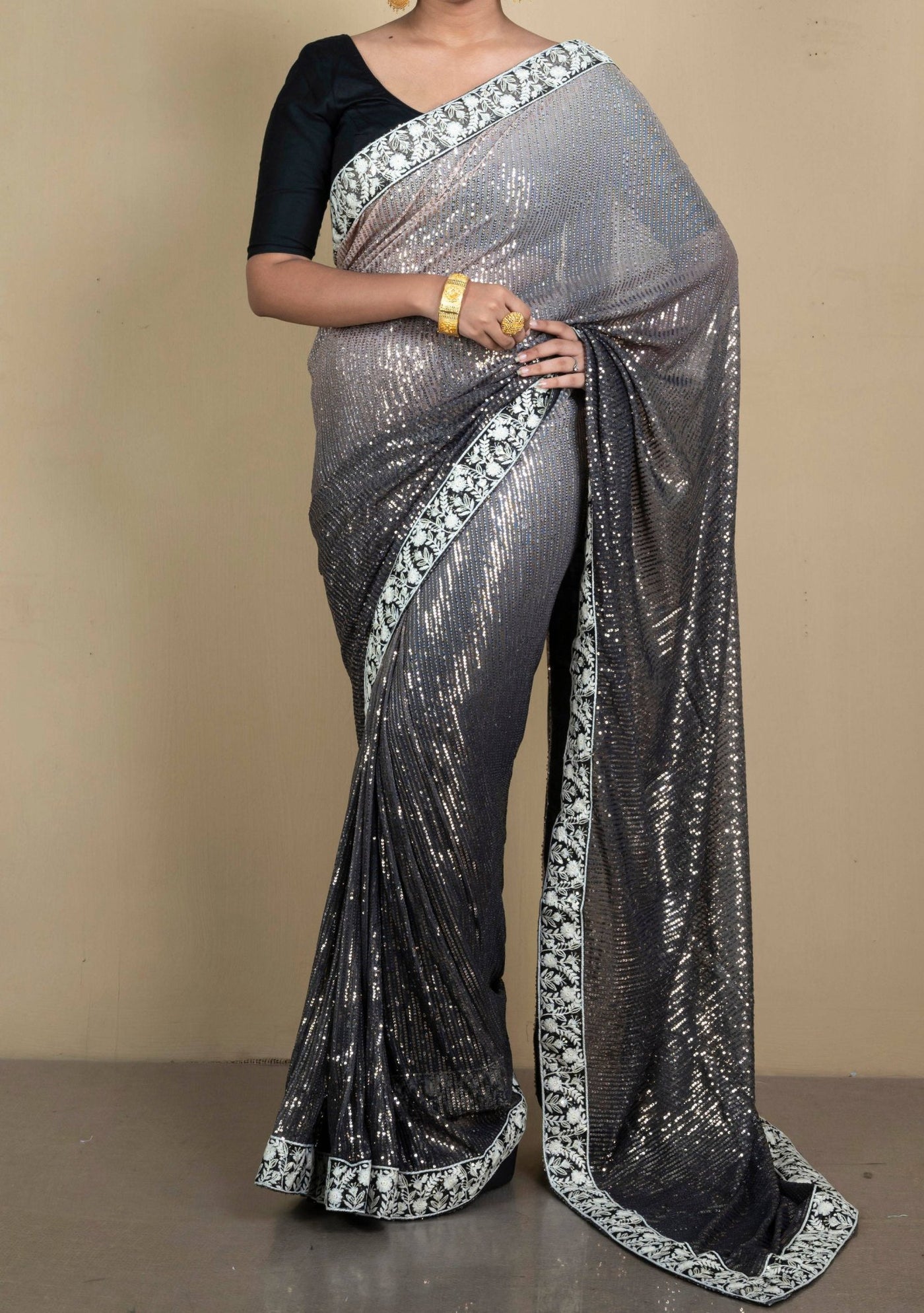 Parsi Work Italian Shaded Net Saree - db23813