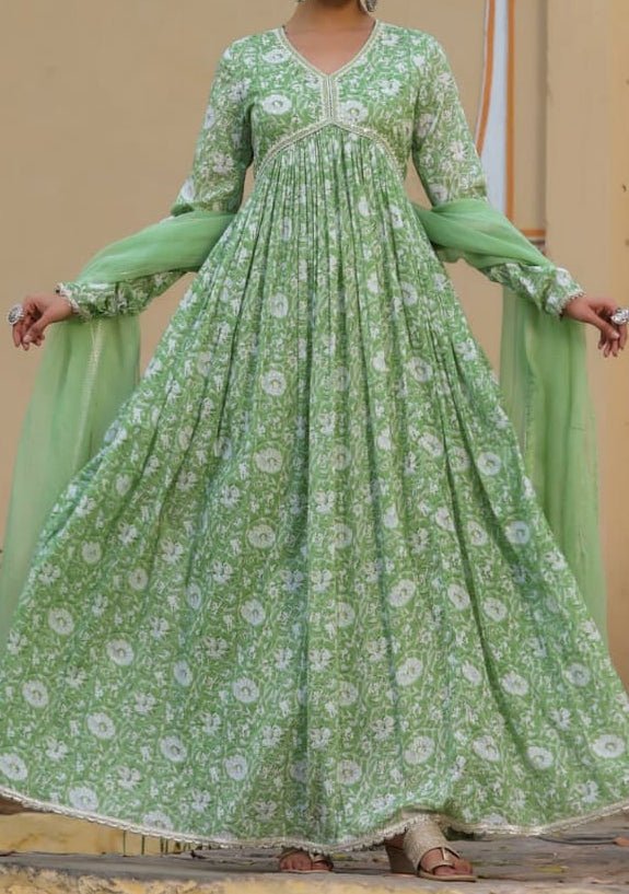Printed Ready Made Alia Cut Cotton Dress