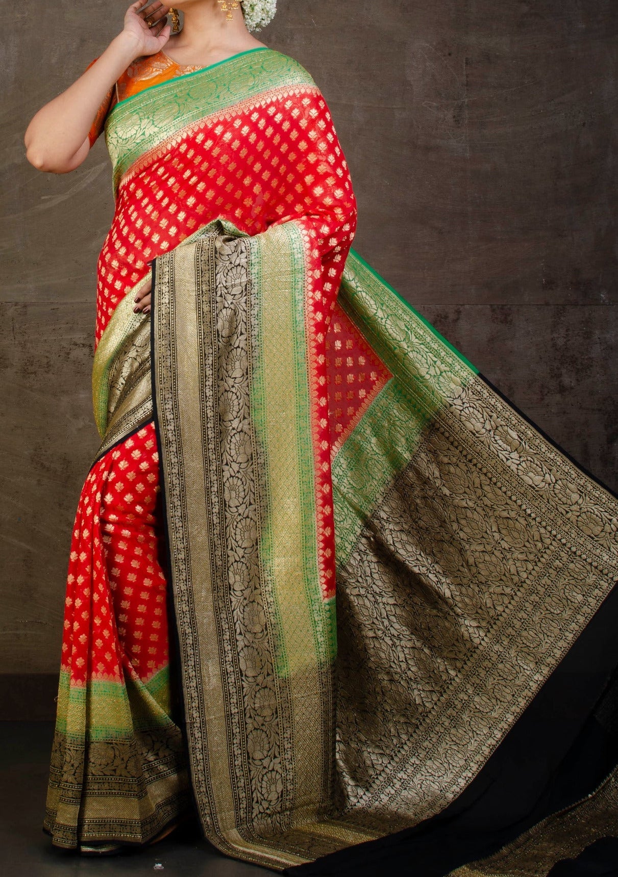 6.3 m (with blouse piece) Festive Wear Banarasi Khaddi Georgette Antique  Zari Handwoven Sarees at Rs 6650 in Varanasi