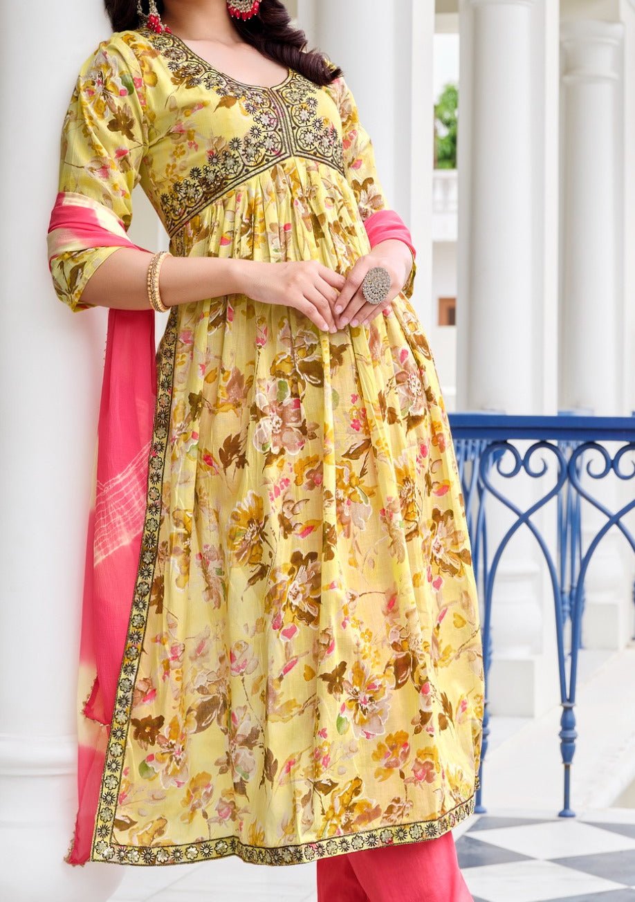 white christmas dresses Printed Ready Made Alia Cut Cotton Dress main image 1