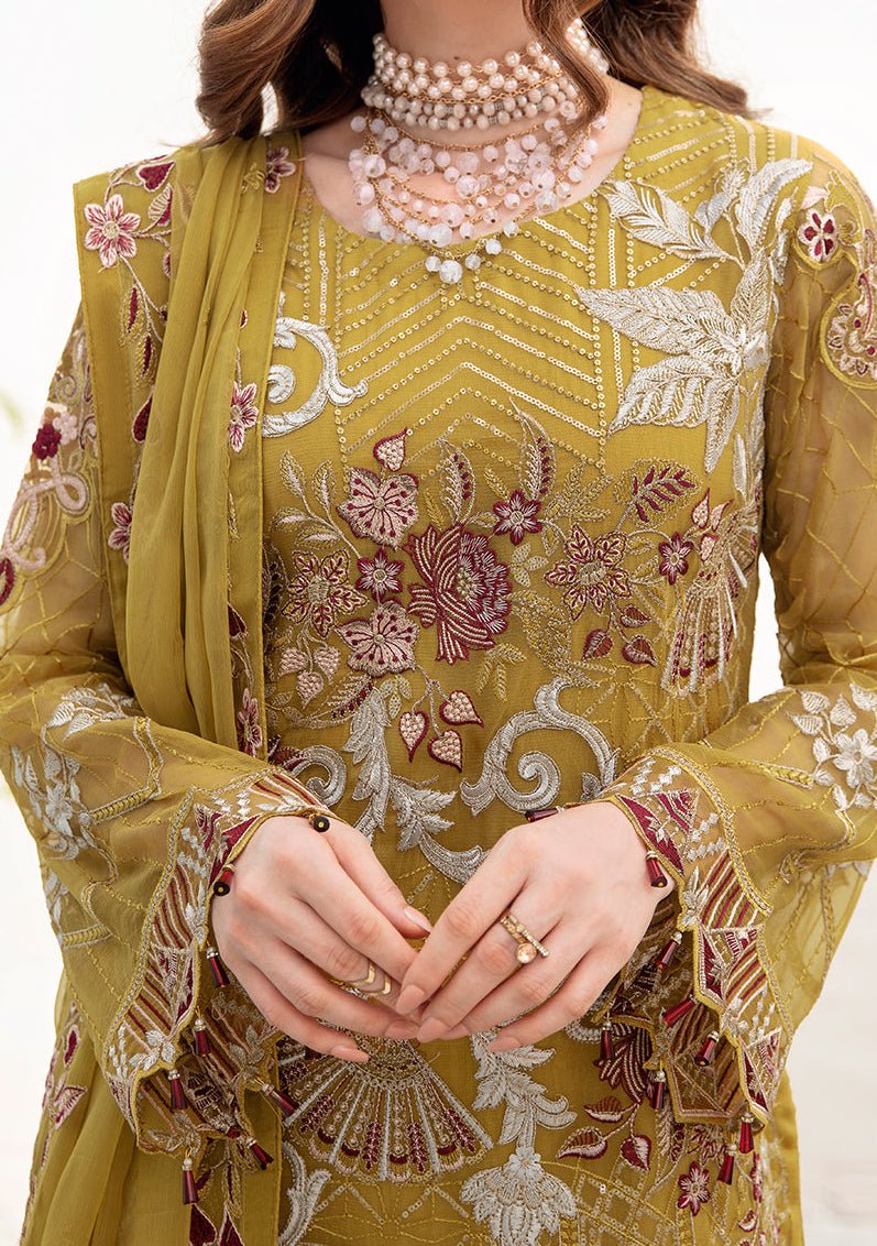 Ramsha Chevron Pakistani Luxury Chiffon Dress - db23542