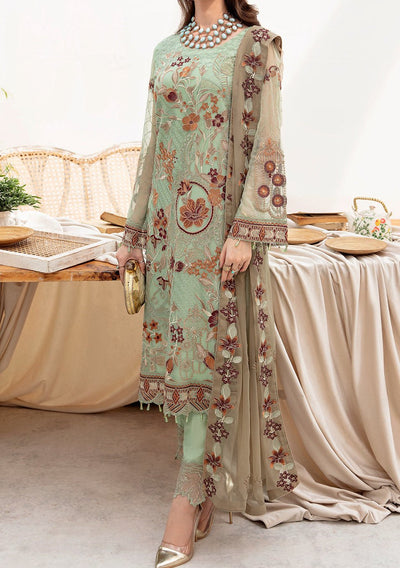 Ramsha Chevron Pakistani Luxury Chiffon Dress - db23546
