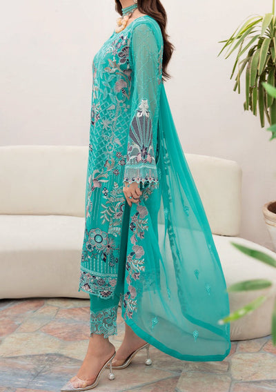 Ramsha Chevron Pakistani Luxury Chiffon Dress - db23544