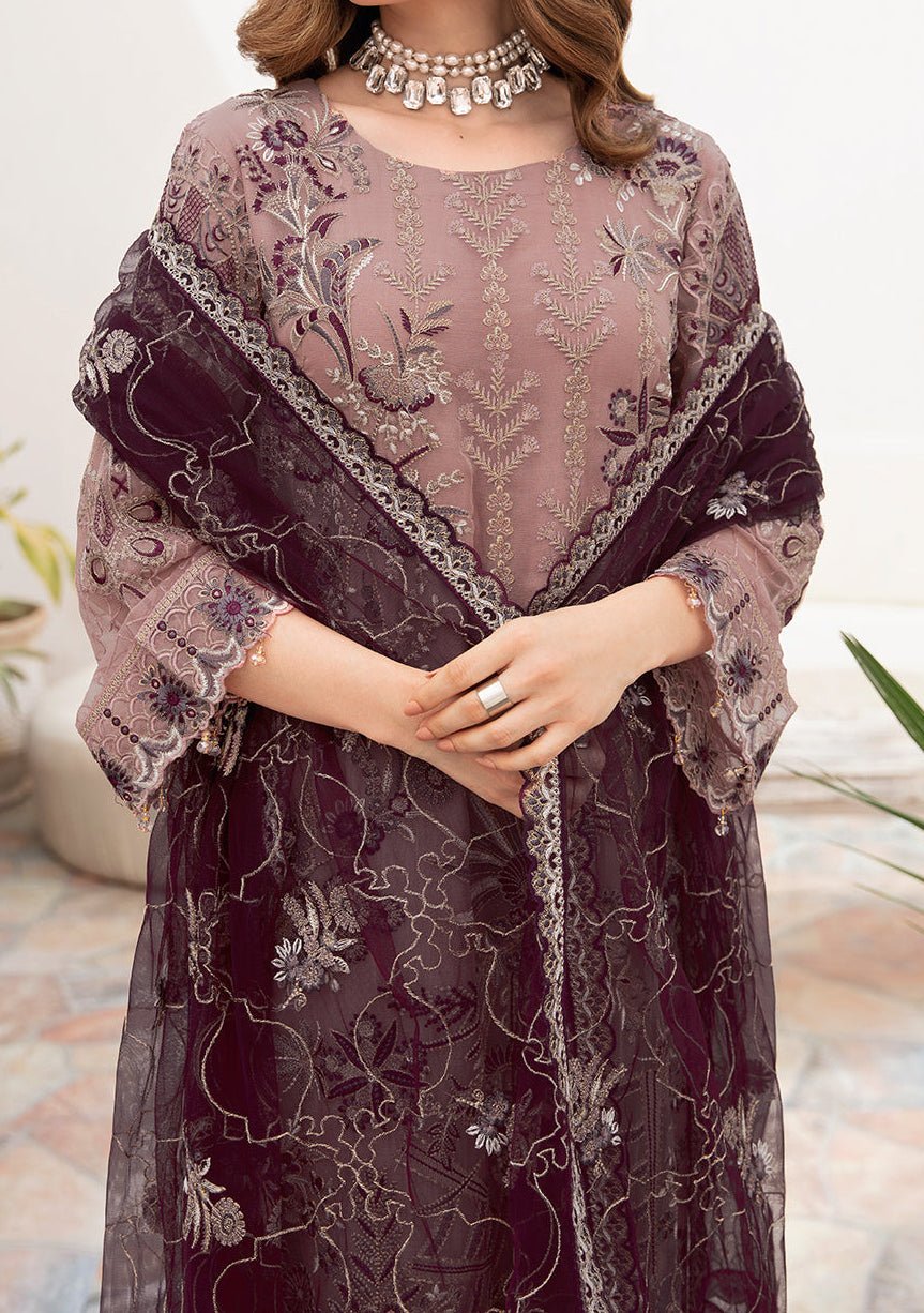 Ramsha Chevron Pakistani Luxury Chiffon Dress - db23545