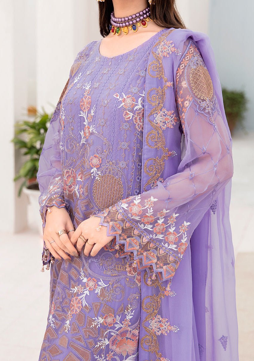 Ramsha Chevron Pakistani Luxury Chiffon Dress
