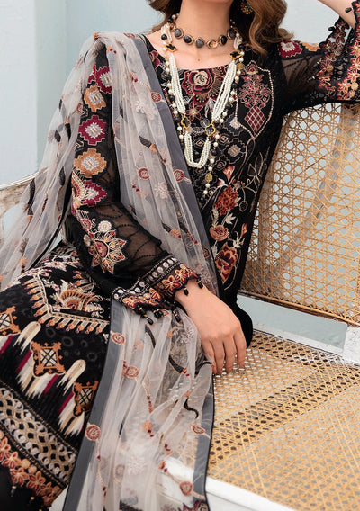 Ramsha Chevron Pakistani Luxury Chiffon Dress - db23543
