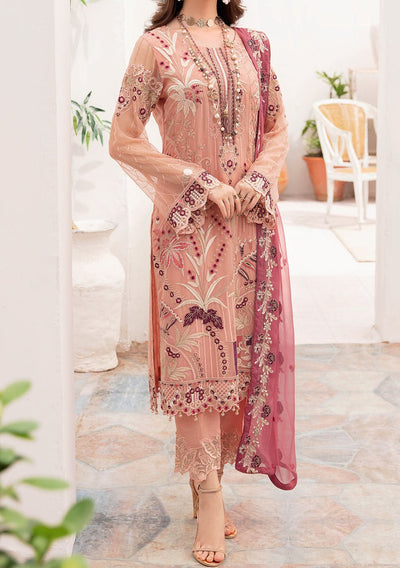 Ramsha Chevron Pakistani Luxury Chiffon Dress - db23538