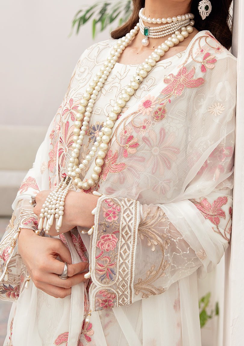 Ramsha Chevron Pakistani Luxury Chiffon Dress - db23541