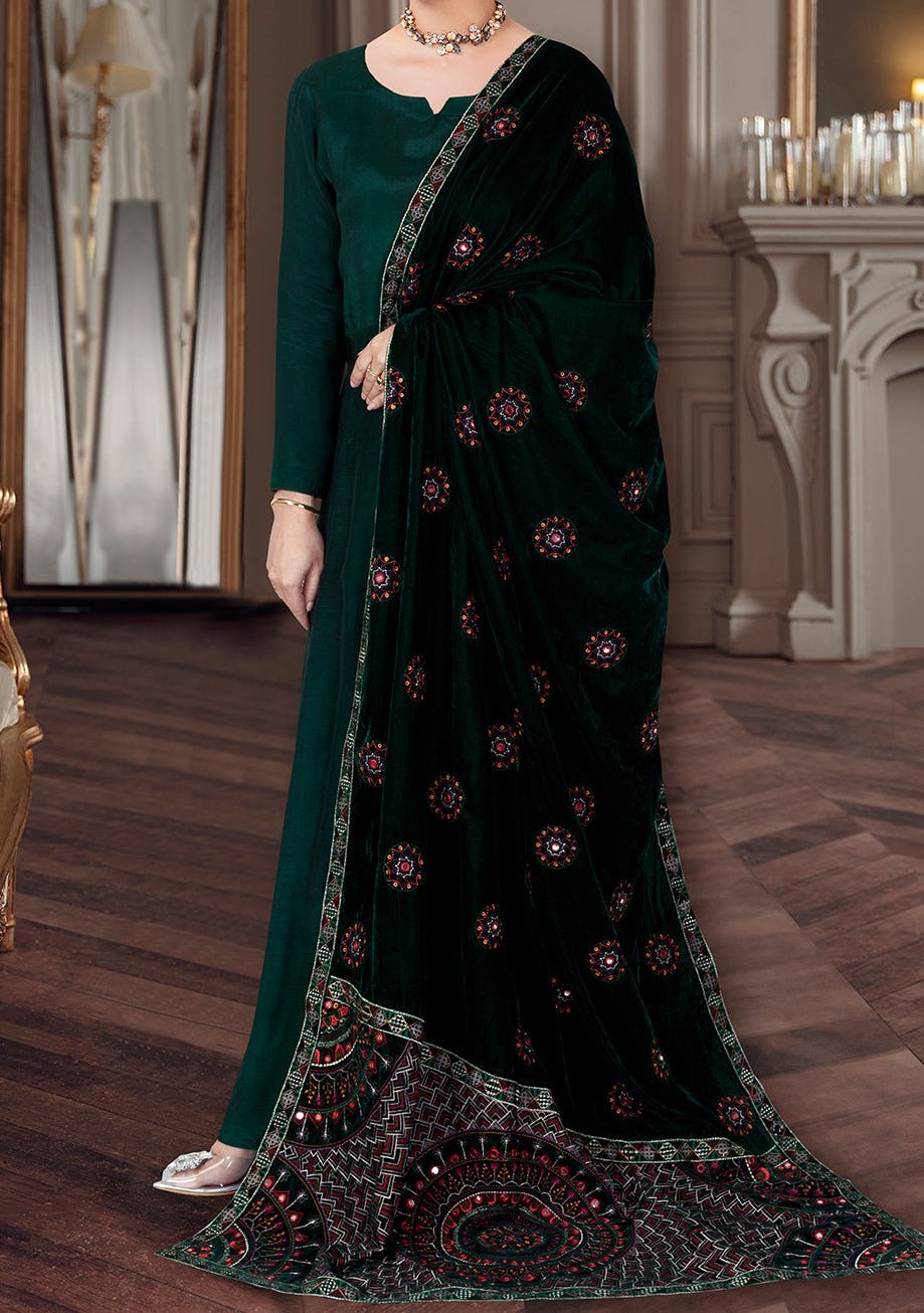 Ramsha Pakistani Embroidered Velvet Shawl - db24539