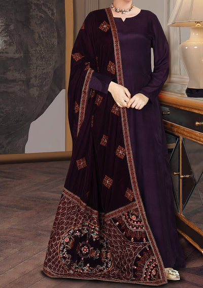 Ramsha Pakistani Embroidered Velvet Shawl - db24540