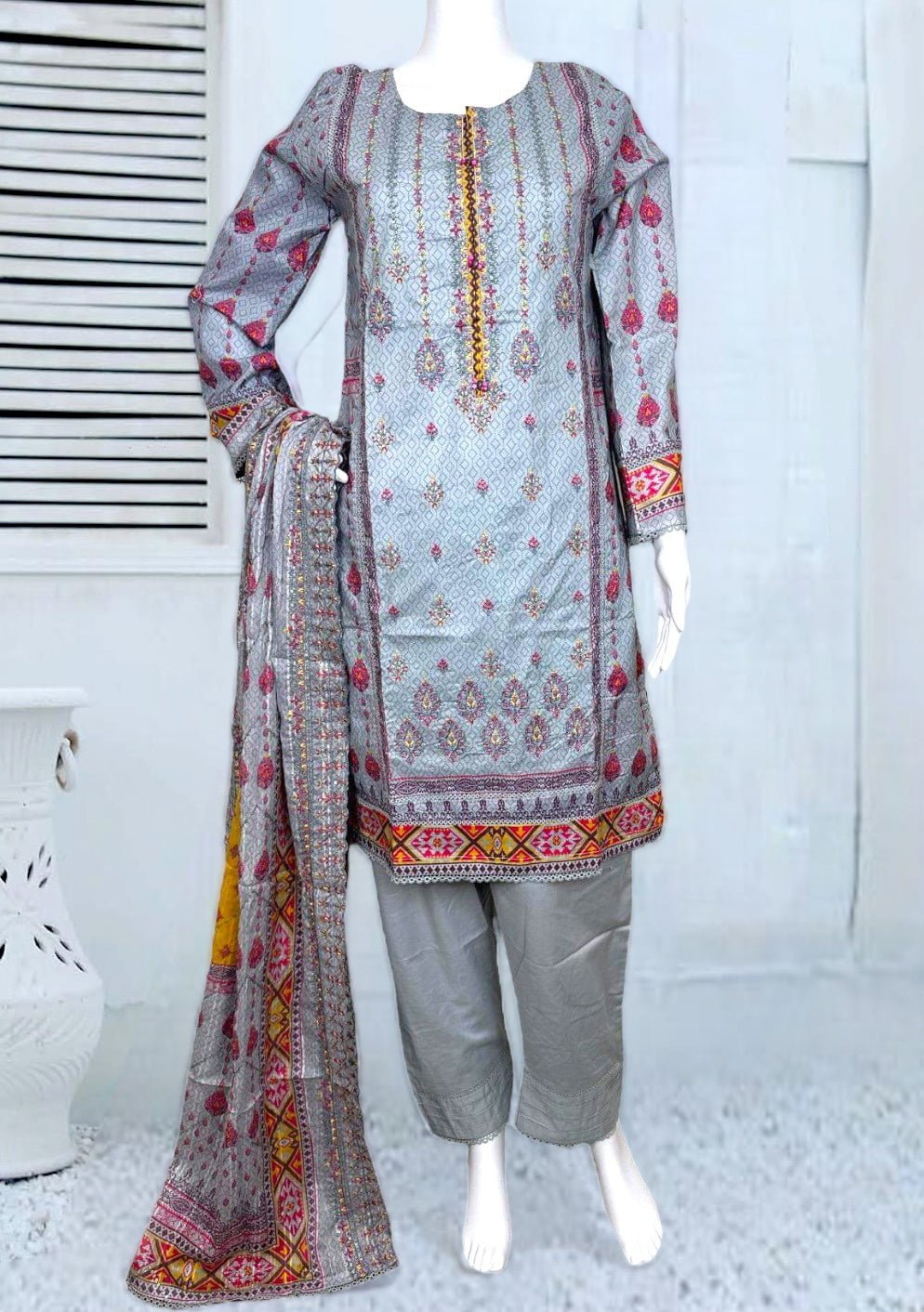 Riwayat Embroidered Ready Made Lawn Dress - db24085