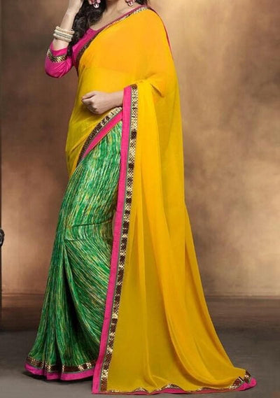 Splendid Elegance Georgette Designer Saree: Deshi Besh.