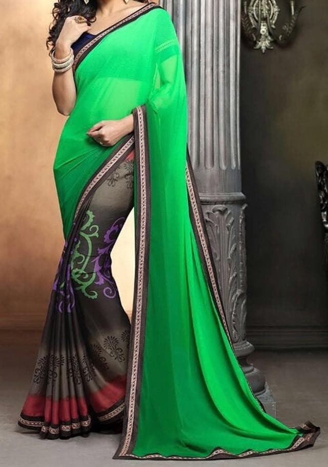 Splendid Elegance Georgette Designer Saree: Deshi Besh.