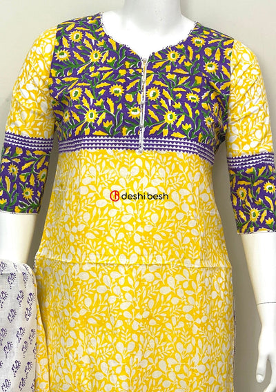 Summer Block Printed Soft Cotton Salwar Suit - db19673