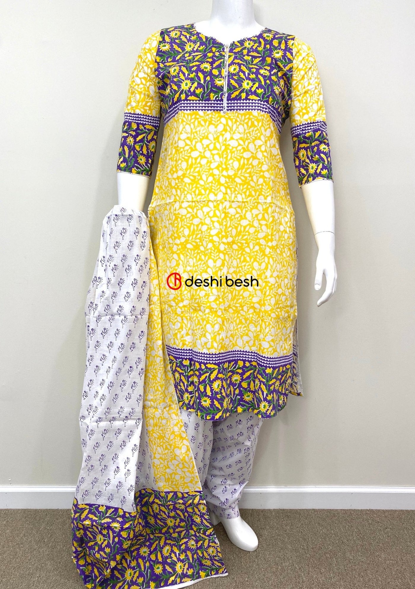 Summer Block Printed Soft Cotton Salwar Suit - db19673