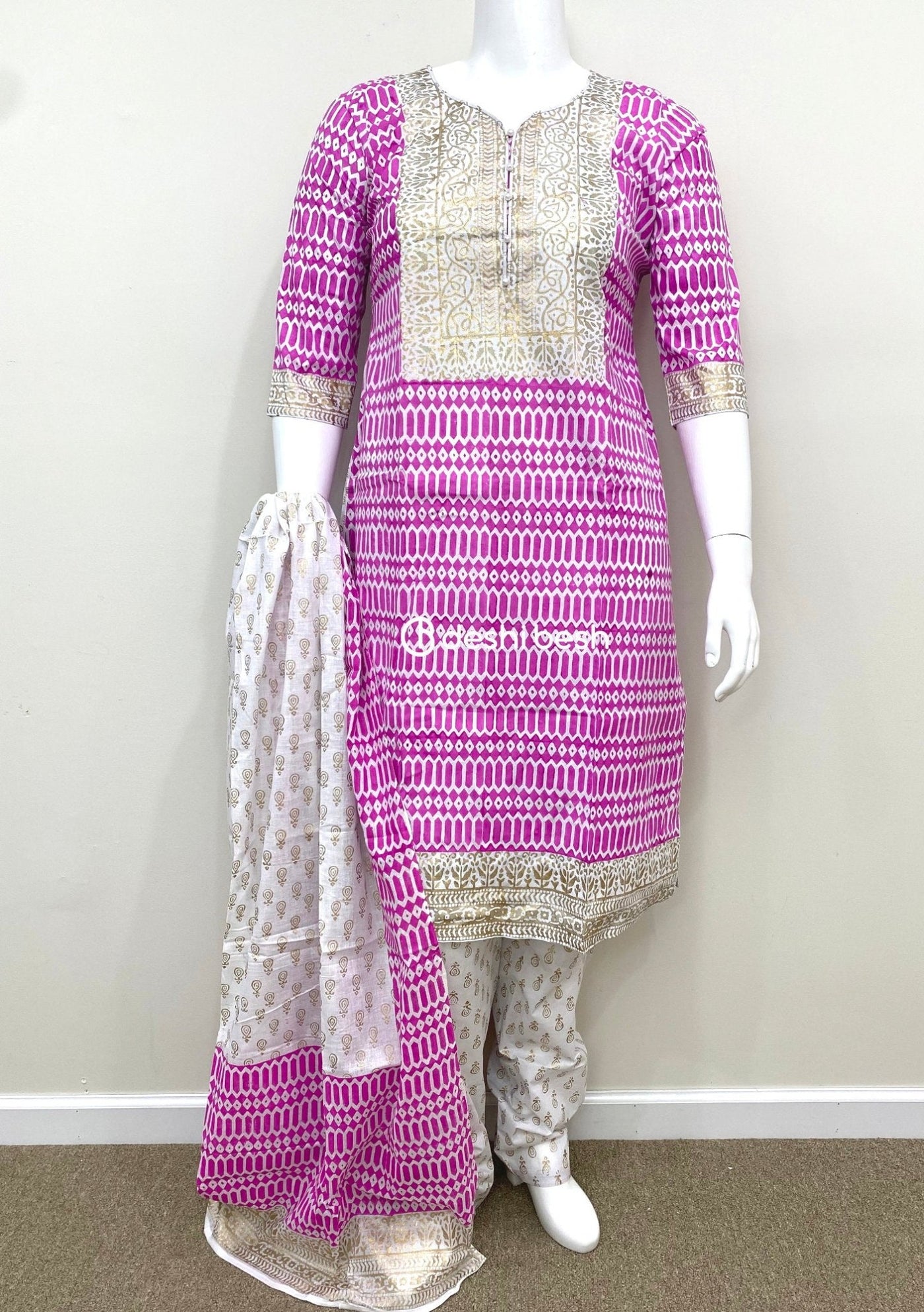 Summer Block Printed Soft Cotton Salwar Suit - db19682