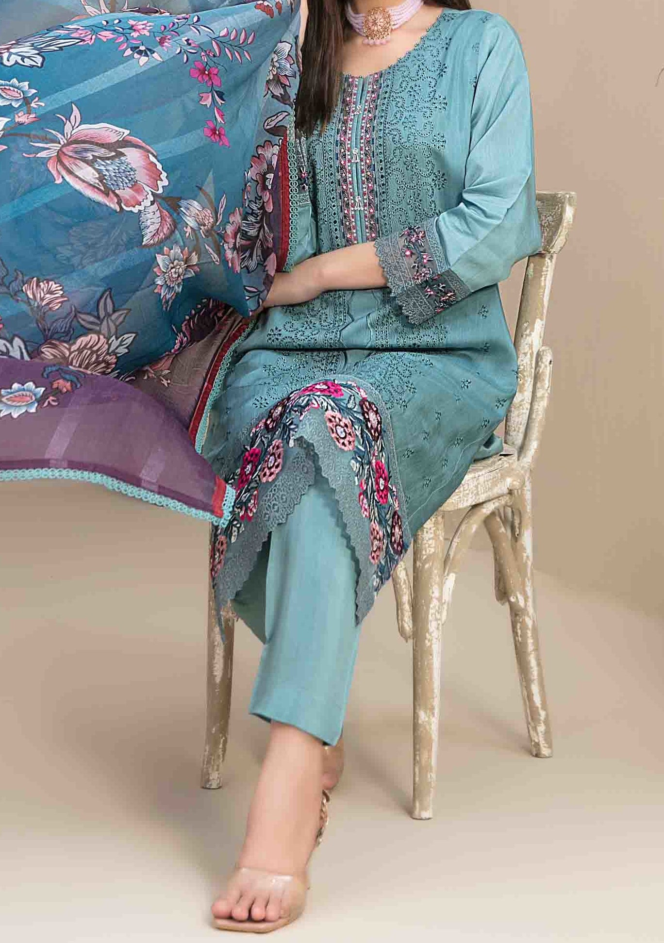 Tawakkal Feeha Heavy Embroidered Viscose Dress - db24891
