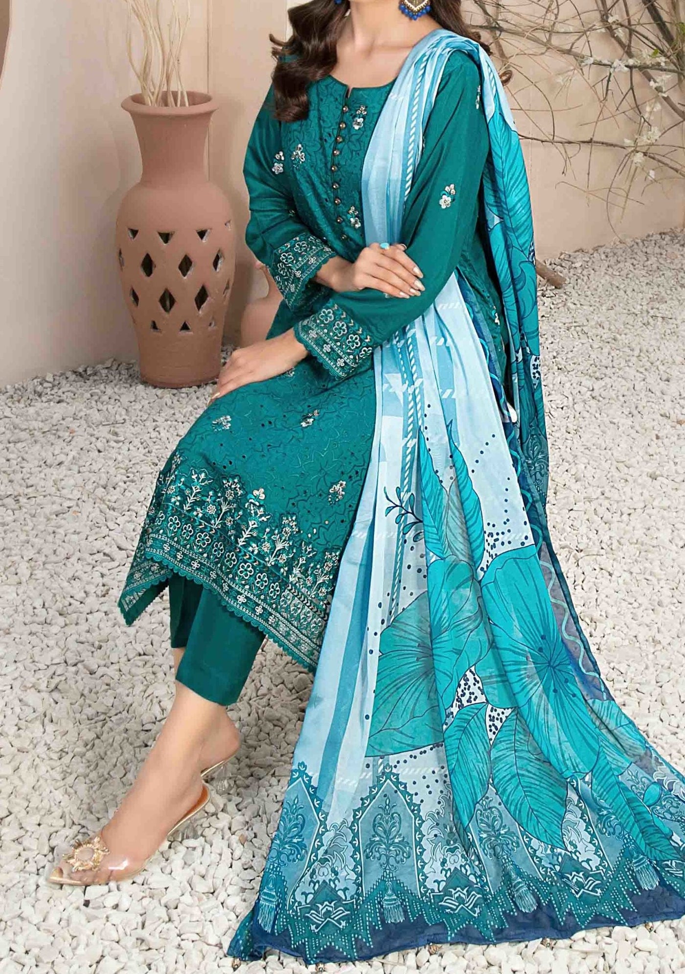 Tawakkal Ruba Heavy Embroidered Viscose Dress - db24986