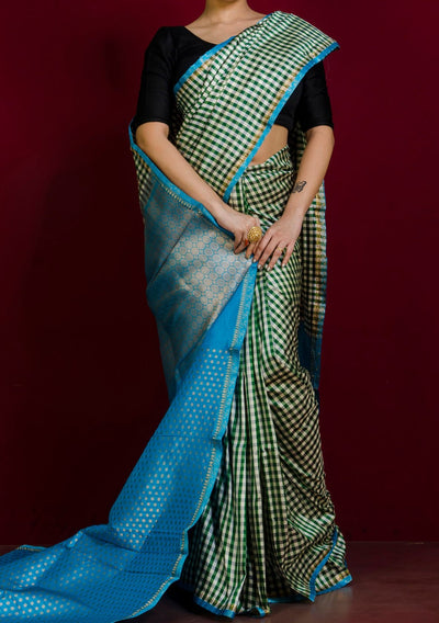Traditional Checks Banarasi Katan Silk Saree - db23558