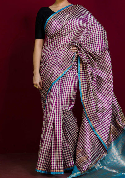 Traditional Checks Banarasi Katan Silk Saree - db23559