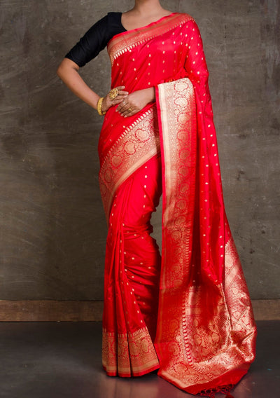 Traditional Crimson Red Banarasi Silk Saree - db23549