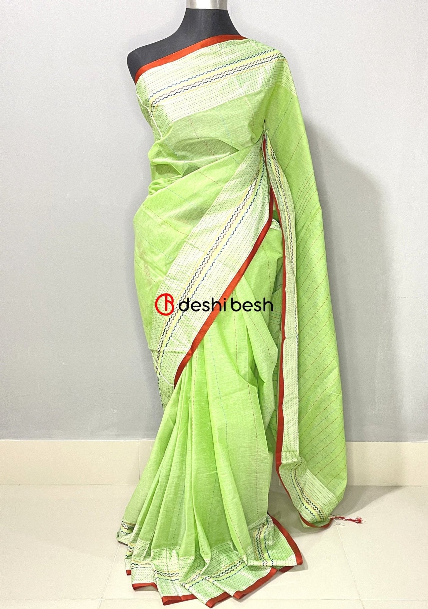 Traditional Designer Handloom Kantha Stitch Saree - db18746