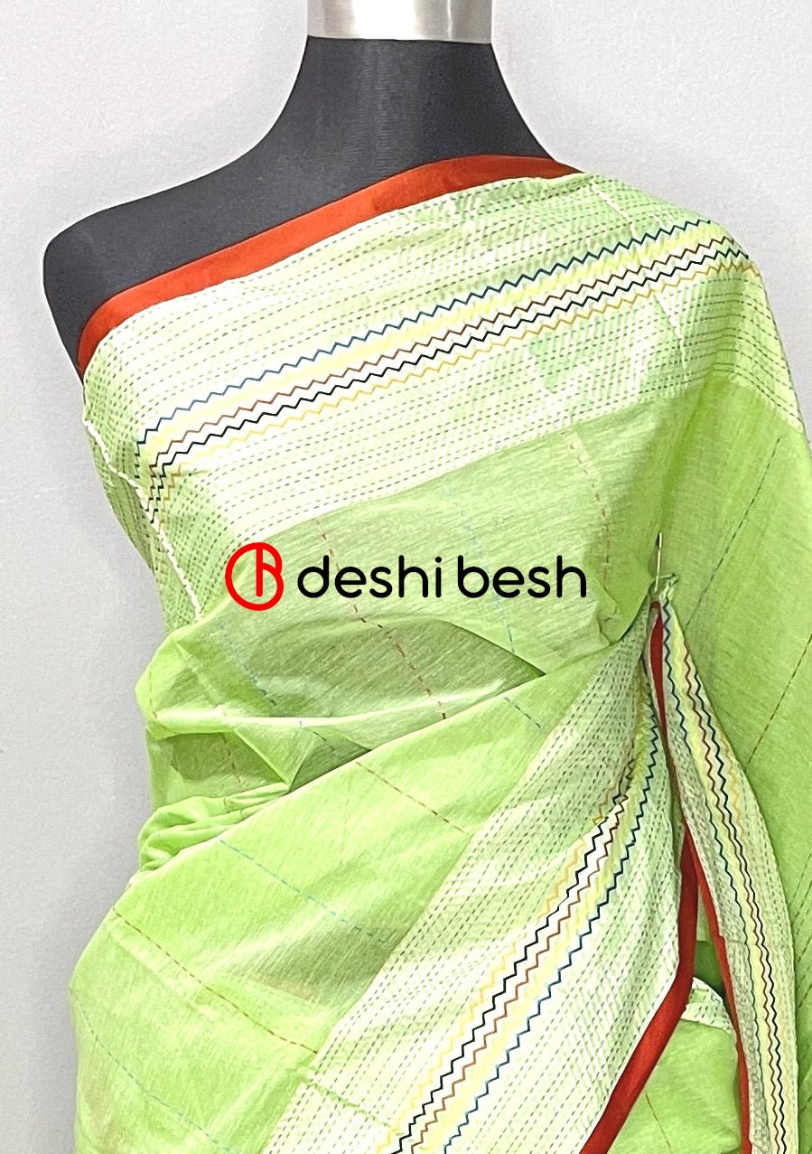 Traditional Designer Handloom Kantha Stitch Saree - db18746