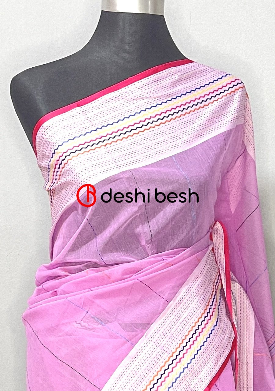 Traditional Designer Handloom Kantha Stitch Saree - db18741