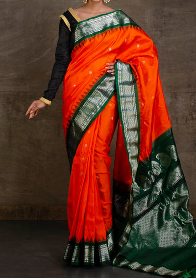 Traditional Hand Woven Gadwal Silk Saree - db23601