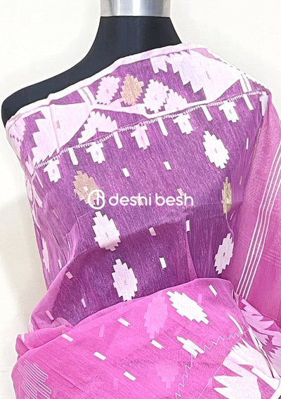 Traditional Handloom Dhakai Cotton Jamdani Saree: Deshi Besh.