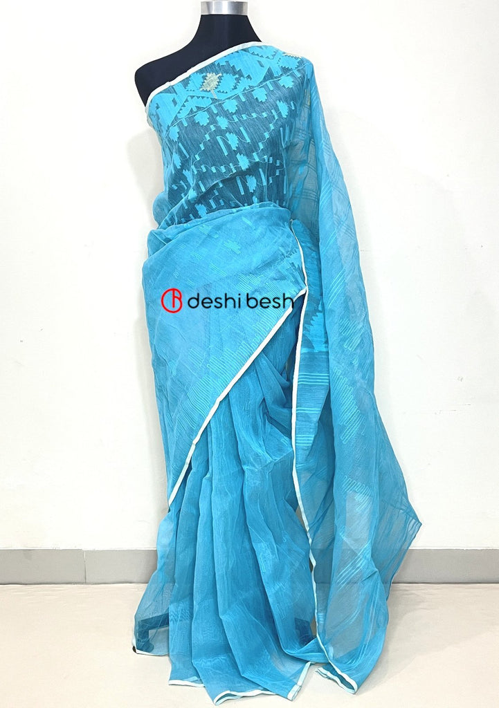 Hand Woven Cotton Dhakai Jamdani Saree - db23977